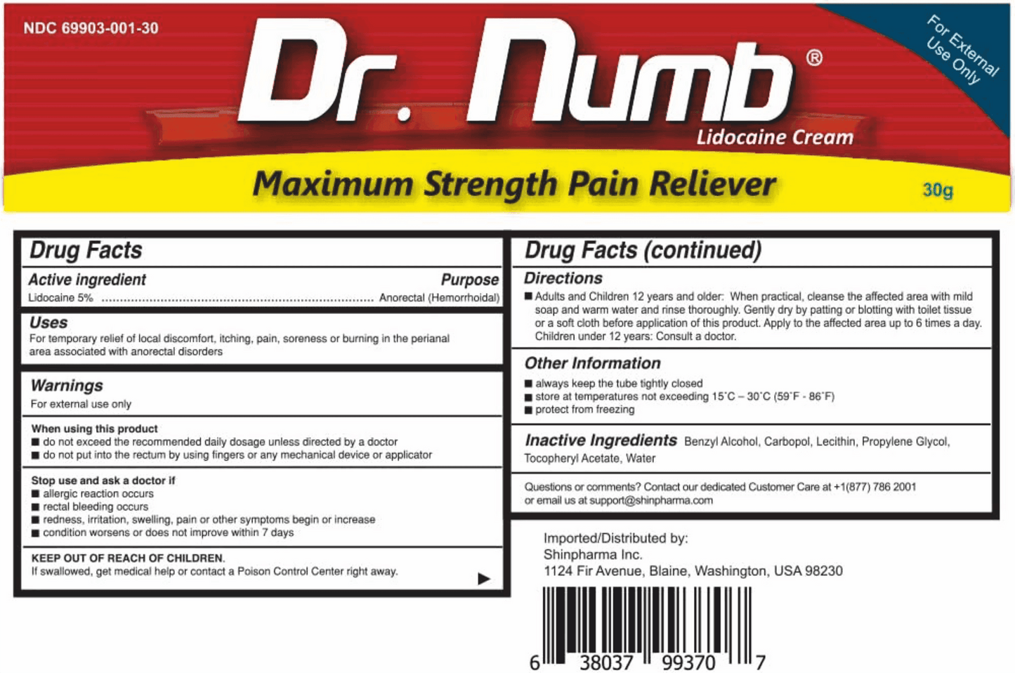 Dr . Numb® Creme Anestésico Tópico - Pele Aberta e Fechada - 30g - TKTX Numb Cream