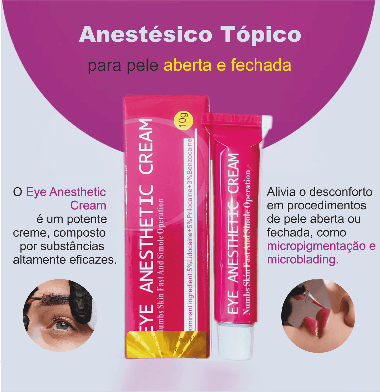 Pomada Anestésica para Micropigmentação, Microblading e Tatuagem - Pele aberta e fechada - TKTX Numb Cream