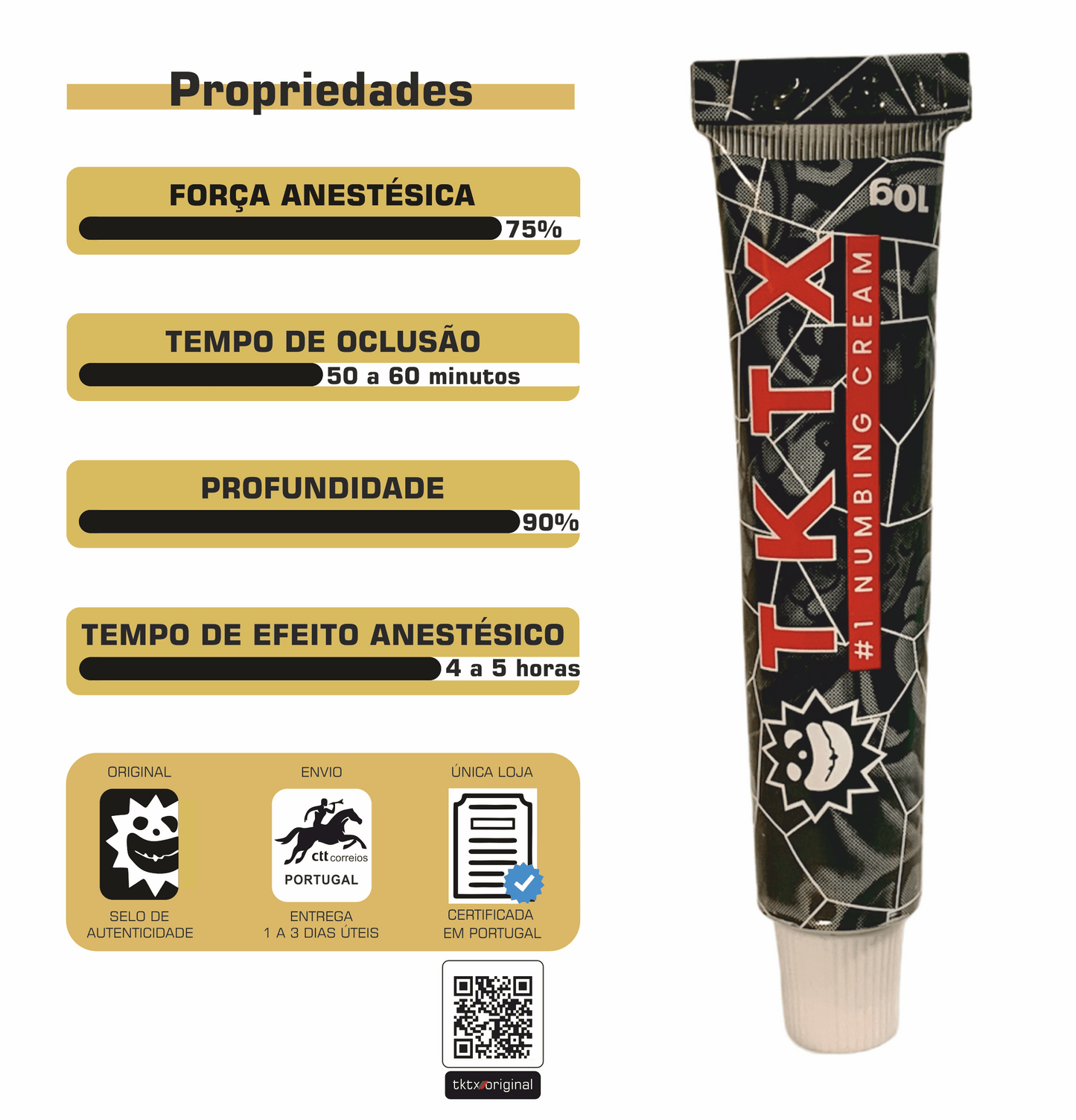 Pomada Anestésica TKTX BLACK 75% - 100/200 Peças