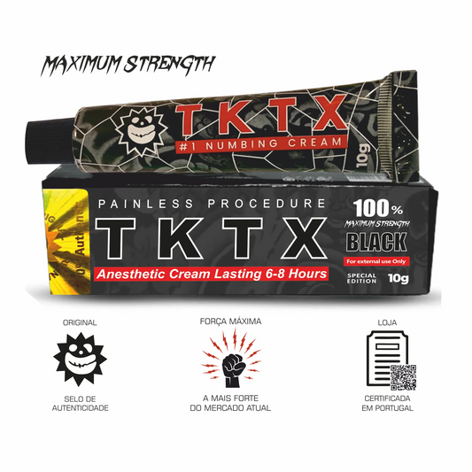 Pomada anestésica tktx preta para tatuagem, cuidados estéticos e artisticos. TKTX Portugal Entrega rápida